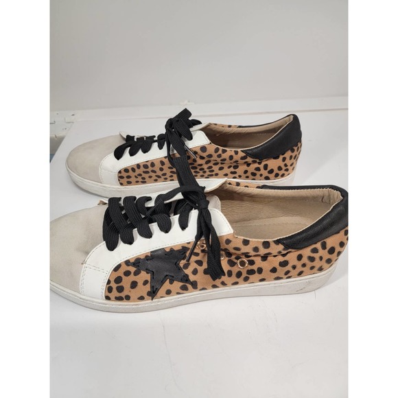 Ccocci animal print sneakers white with leopard print star lace up sz 10 - Picture 7 of 8